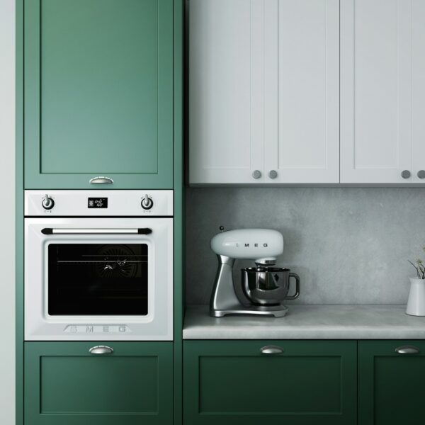 kitchen with an oven control panel with error code